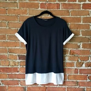 Vince | Navy & White Colorblock Crew Tee